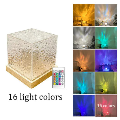 Crystal Lamp Water Ripple Projector Night Light Decoration