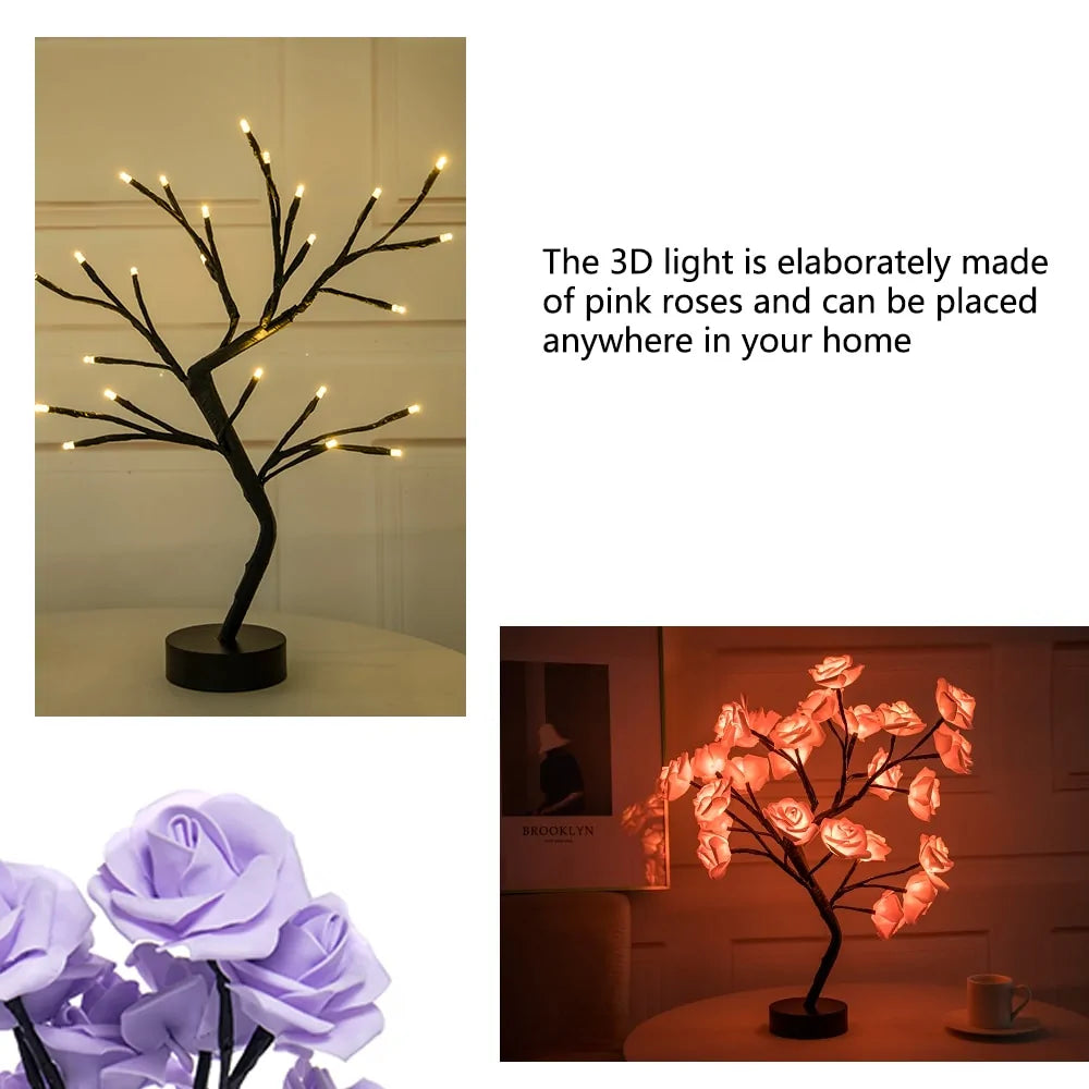 LED Rose USB Tree Table Lamp